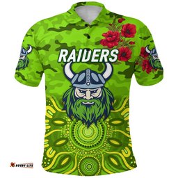 Custom Personalised Raiders ANZAC Polo Shirt Indigenous Vibes
