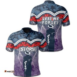 Melbourne Storm Polo Shirt Anzac Day Aboriginal
