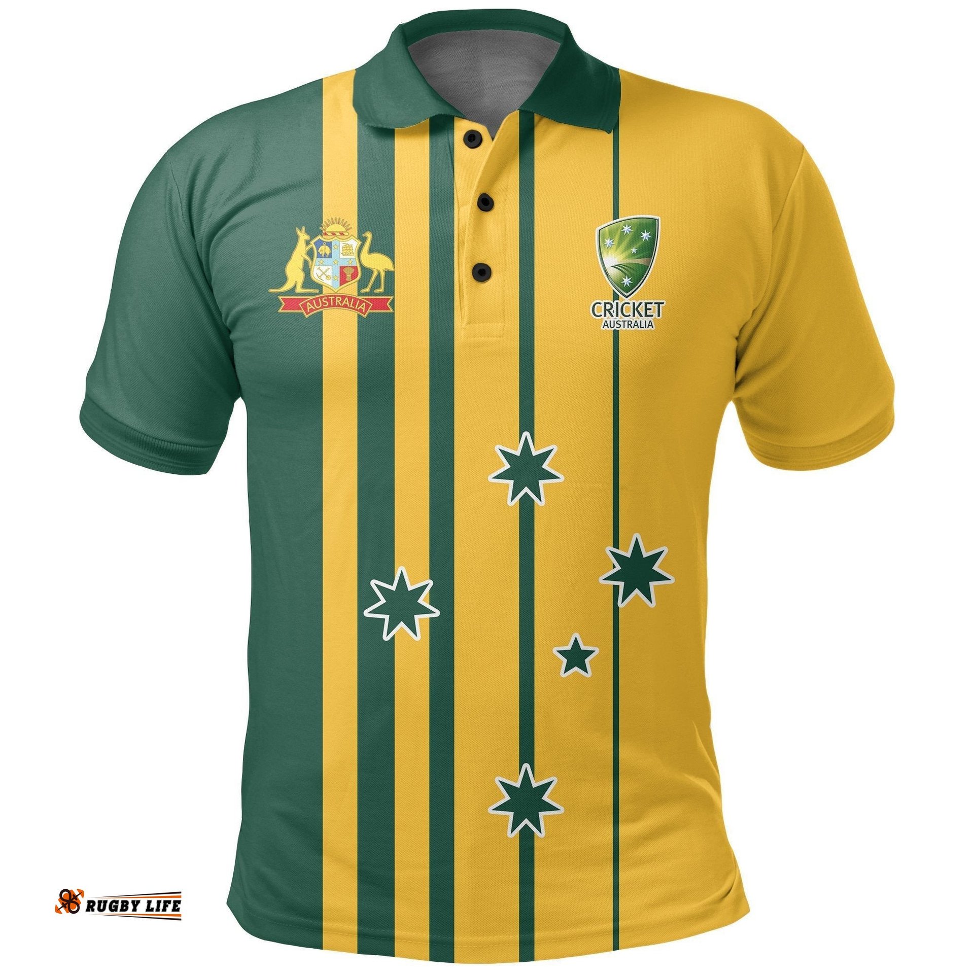 Custom Personalised And NumberPolo Shirt - Cricket Shirt Australian Coat Of Arms National Color