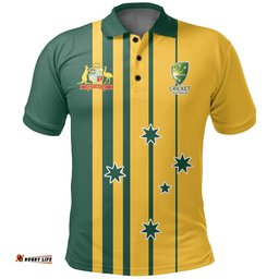 Custom Personalised And NumberPolo Shirt - Cricket Shirt Australian Coat Of Arms National Color