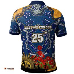 Western Force Rugby Polo Shirt - Anzac Day Western Force with Aboriginal Poppy Flower Polo Shirt