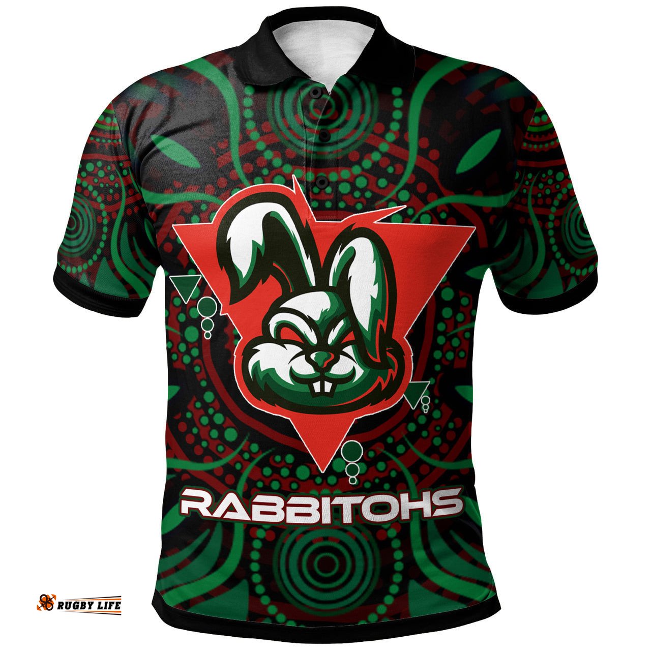 Rabbitohs Rugby Polo Shirt - Custom Rabbitohs Aboriginal Polo Shirt RLT13
