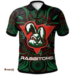 Rabbitohs Rugby Polo Shirt - Custom Rabbitohs Aboriginal Polo Shirt RLT13