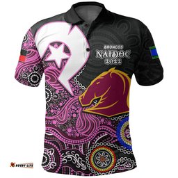 Broncos Rugby Polo Shirt NAIDOC 2022 Patterns Pink Style