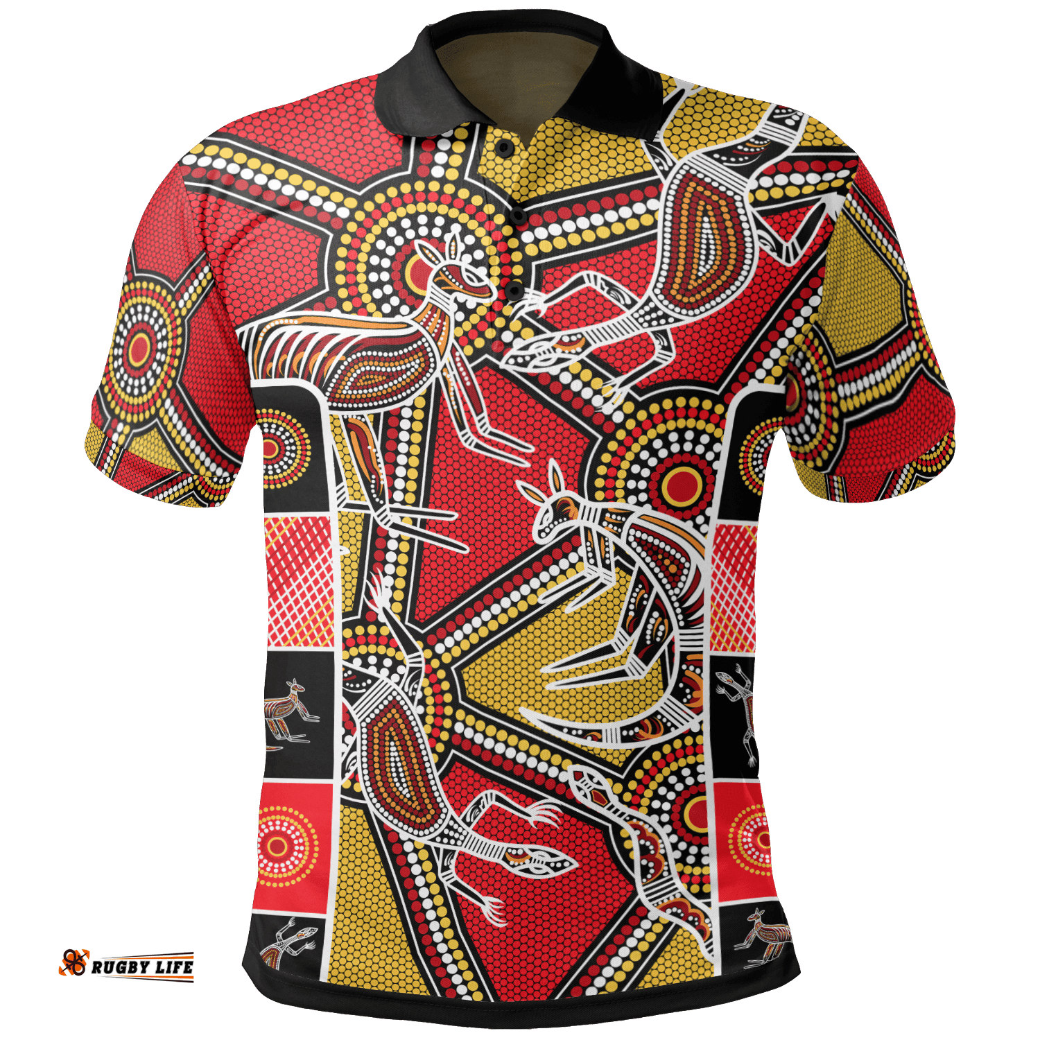 Aboriginal Polo Shirts, Kangaroo Dot Painting Patterns