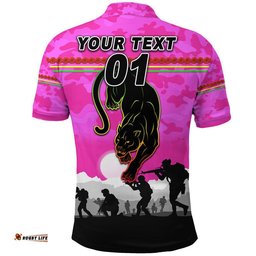 Custom Personalised Panthers ANZAC Polo Shirt Simple Style - Pink
