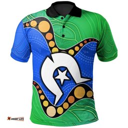 Torres Strait Islands Polo Shirt -  Flag with Aboriginal Patterns