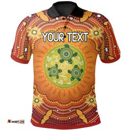 Custom Text Aboriginal Polo Shirts - Turtle Circle Dot Painting Art