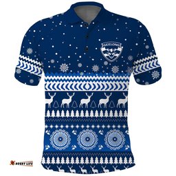 Custom Personalised Cats Christmas Polo Shirt Indigenous Geelong Football