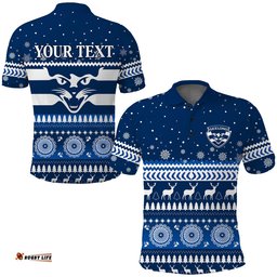 Custom Personalised Cats Christmas Polo Shirt Indigenous Geelong Football