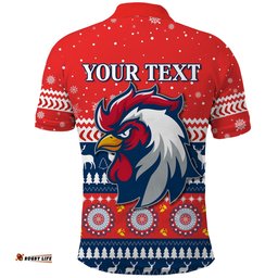Custom Personalised Roosters Polo Shirt Merry Christmas Sydney