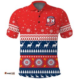 Custom Personalised Roosters Polo Shirt Merry Christmas Sydney