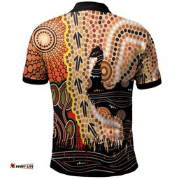Polo Shirt - Australian Aboriginal Sun and Emu
