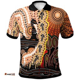 Polo Shirt - Australian Aboriginal Sun and Emu