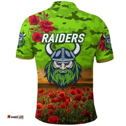 Raiders ANZAC Polo Shirt Poppy Flowers Vibes