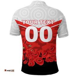 Custom Personalised Dragons Rugby Anzac Day Polo Shirt - Indigenous Art -
