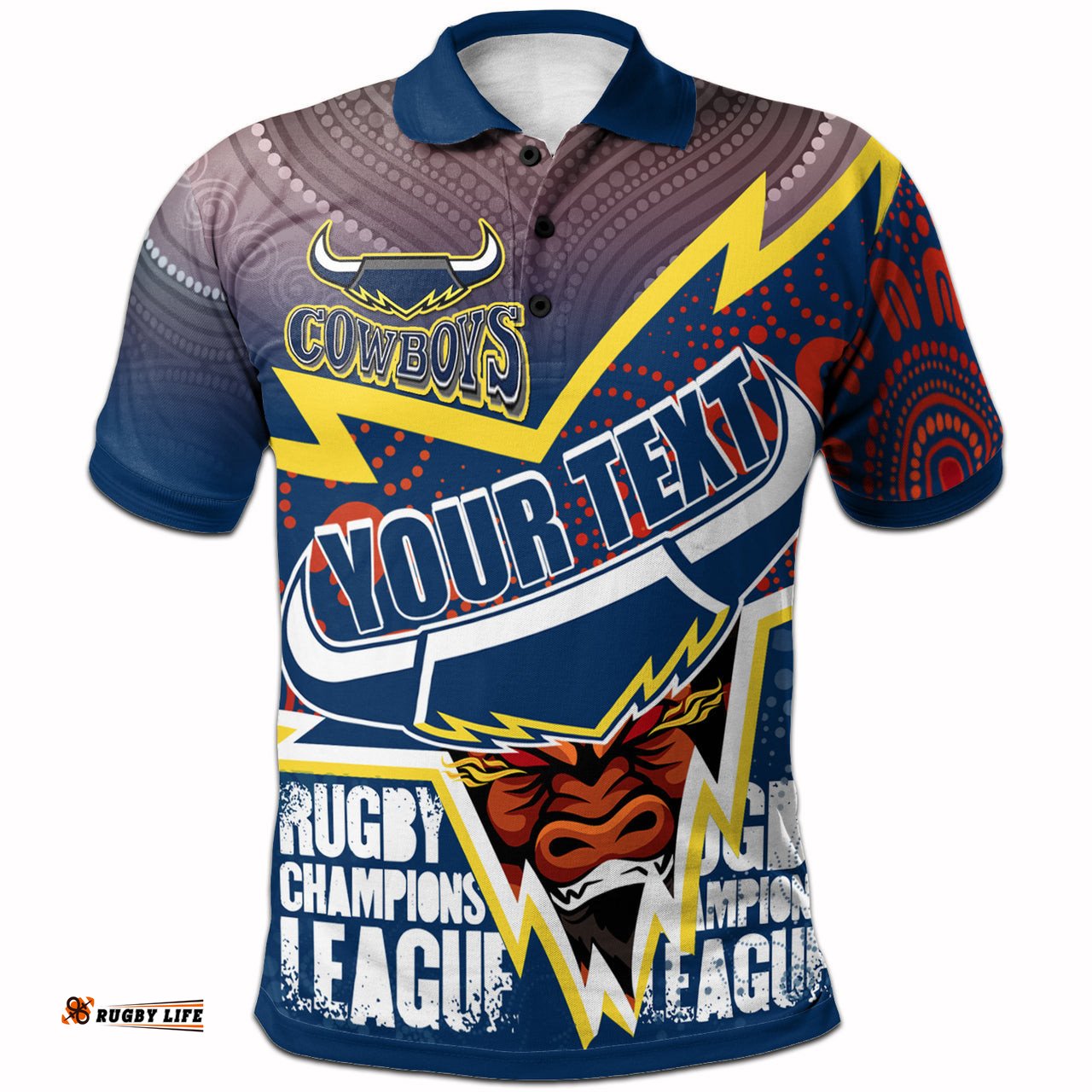Cowboys 2022 Aboriginal Rugby Custom Polo shirt - Super Queensland Cowboys RLT13