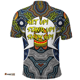 NAIDOC Week 2022 Get Up Stand Up Show Up Aboriginal Dot Art Polo Shirt -