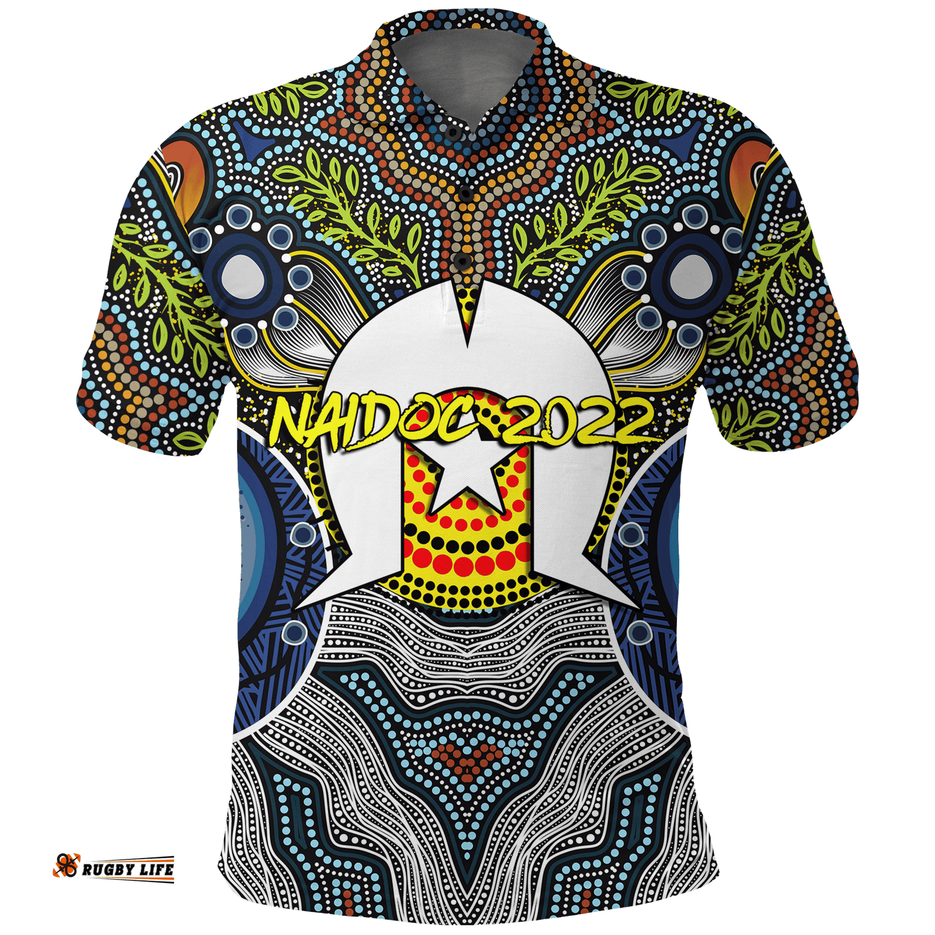 NAIDOC Week 2022 Get Up Stand Up Show Up Aboriginal Dot Art Polo Shirt -