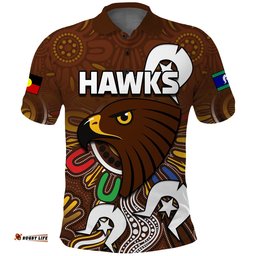 Custom Personalised Hawks NAIDOC Week Polo Shirt Hawthorn Football Aboriginal