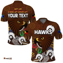 Custom Personalised Hawks NAIDOC Week Polo Shirt Hawthorn Football Aboriginal