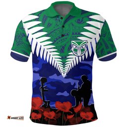 New Zealand Warriors Rugby Polo Shirt Anzac Day Maori Mix Camouflage