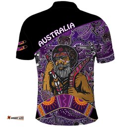 Australian Boomerang Polo Shirt Indigenous Australia Purple Graceful