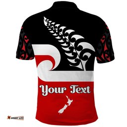 Custom Personalised Waitangi Day Polo Shirt Maori Fern and Tino Rangatiratanga Flag