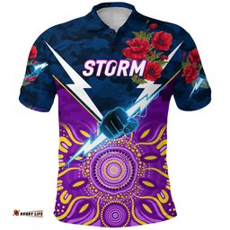 Custom Personalised Melbourne Storm ANZAC 2022 Polo Shirt Indigenous Vibes