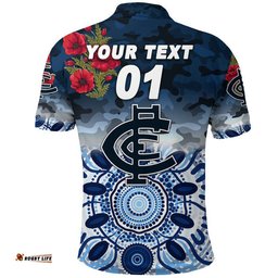 Custom Personalised Carlton Blues ANZAC Polo Shirt Indigenous Vibes