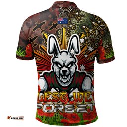Rabbitohs Rugby Polo Shirt - Anzac Souths with Remembrance Poppy and Indigenous Patterns Polo Shirt RLT13