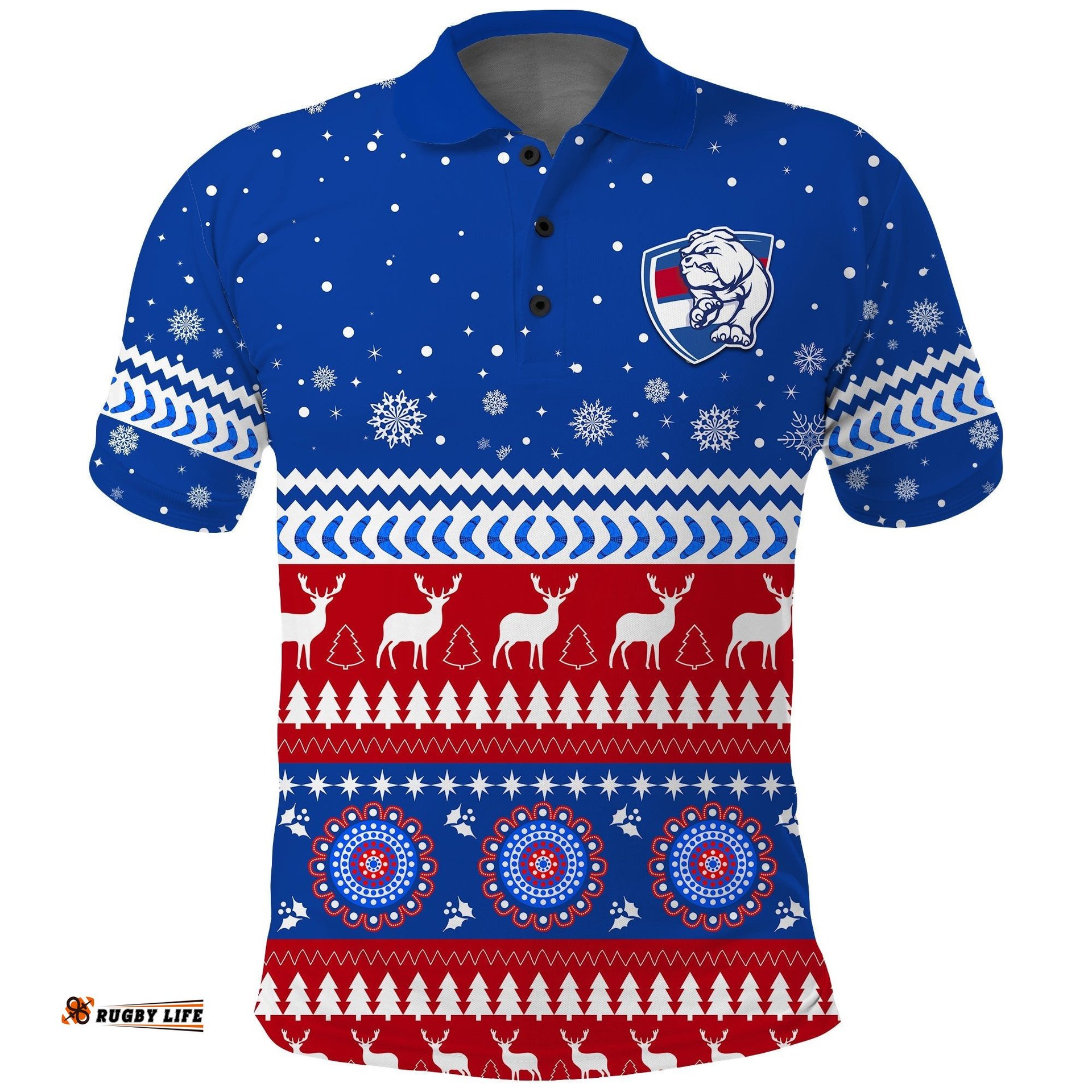 Bulldogs Football Christmas Polo Shirt Western Bulldogs