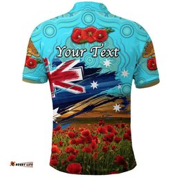 Custom Personalised Australia Aboriginal ANZAC Polo Shirt Poppy Vibes - Blue