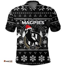 Collingwood Magpies Polo Shirt - Christmas Ugly Style -