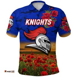 Knights ANZAC Polo Shirt Poppy Flowers Vibes