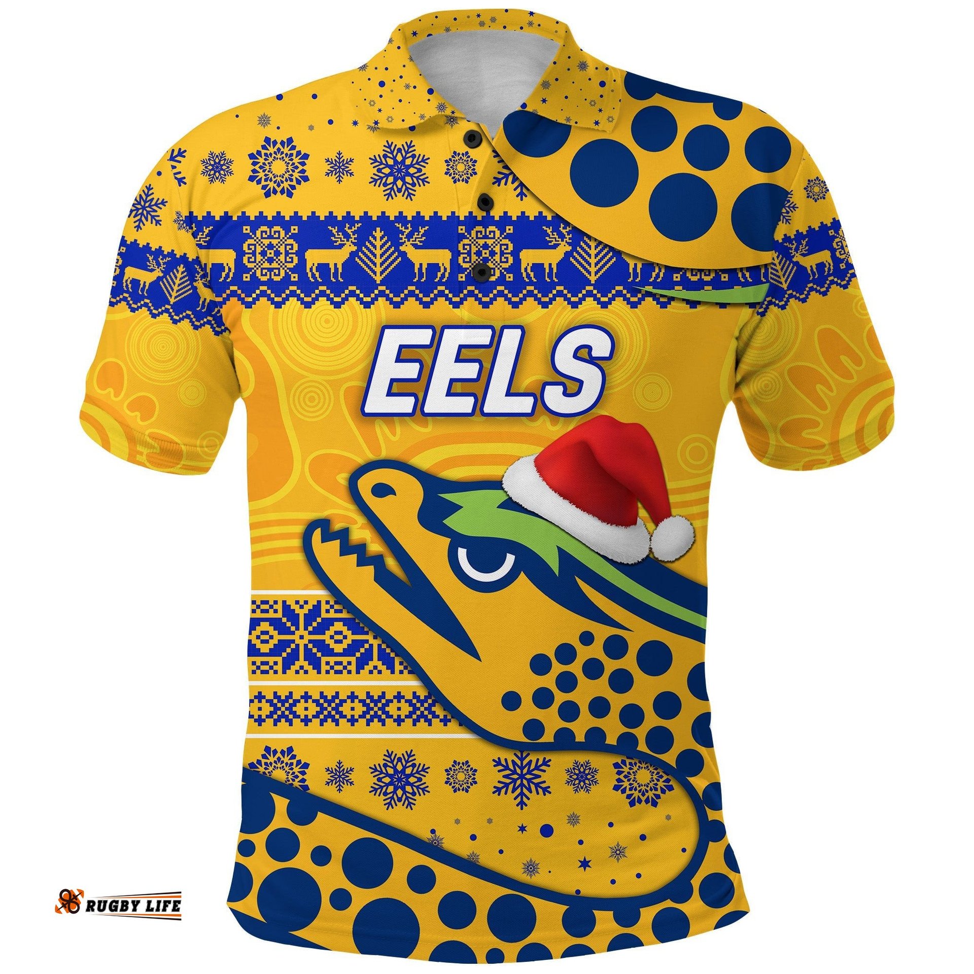 Custom Personalised Parramatta Eels Polo Shirt Christmas Simple Style - Gold