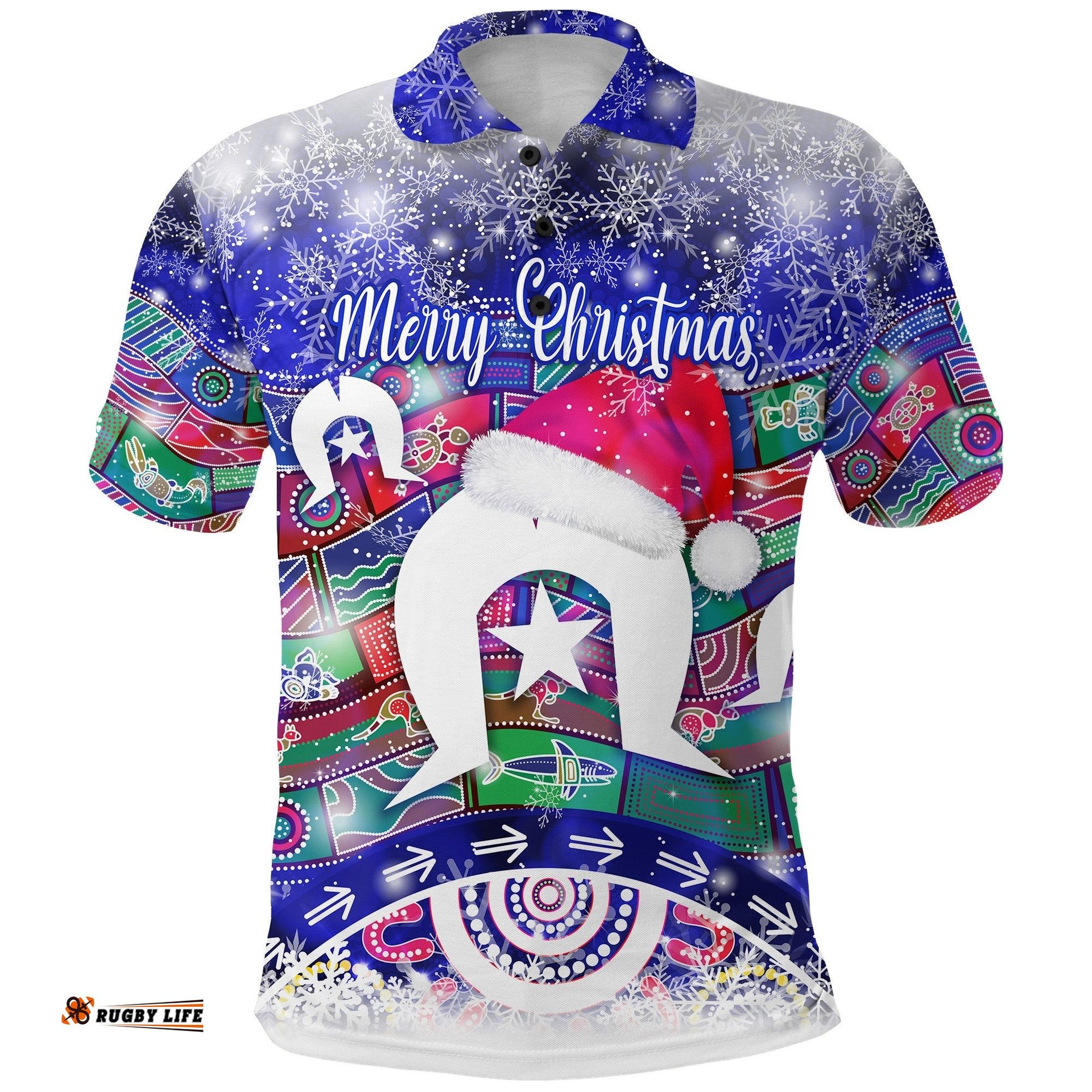 Custom Personalised Australian Torres Trait Islands Christmas Polo Shirt Original Style - Blue