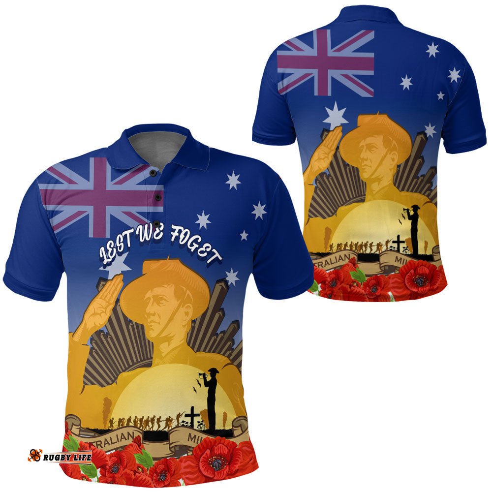 Vibe Hoodie Clothing - Australia Anzac Day Soldier Salute Polo Shirt