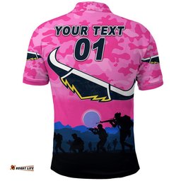 Custom Personalised Cowboys ANZAC Polo Shirt Simple Style - Pink