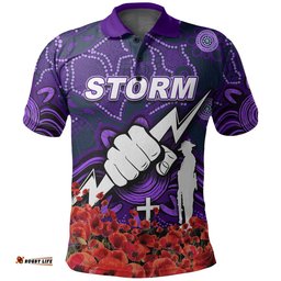 Storm Polo Shirt Anzac Day Poppy Flowers With Aboriginal