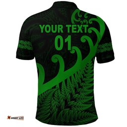 Custom Personalised New Zealand Rugby Maori Polo Shirt Silver Fern Koru Vibes - Green