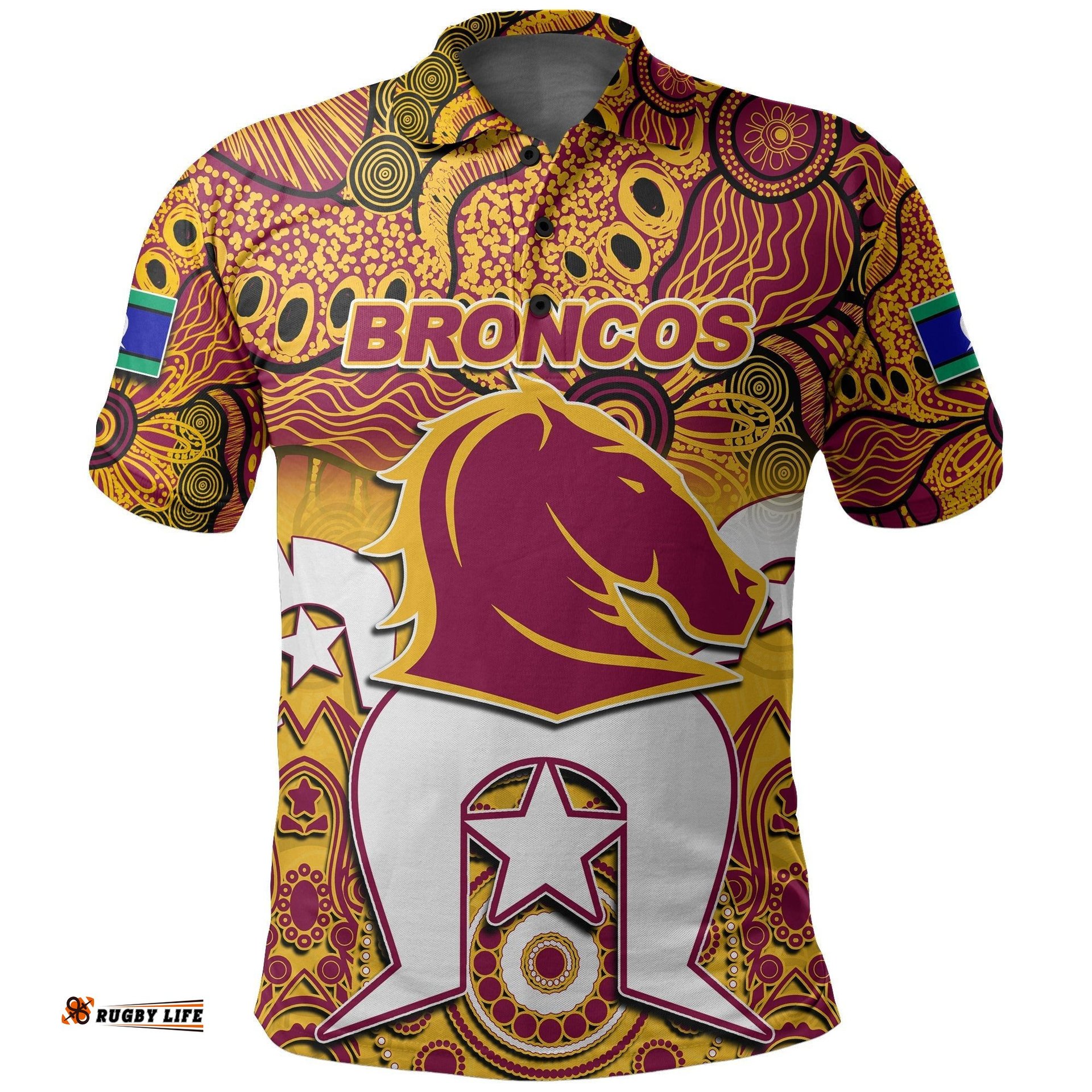 Custom Personalised Broncos Torres Strait Islanders Mix Aboriginal Polo Shirt