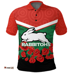 Rabbitohs Anzac Day Polo Shirt - Indigenous Art -