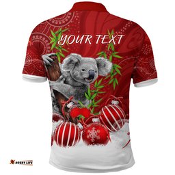 Custom Personalised Australia Koala Aboriginal Polo Shirt Merry Christmas