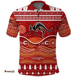 Kangaroo Aboriginal Art Indigenous Christmas Polo Shirt