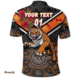 Custom Personalised Wests Tigers ANZAC 2022 Polo Shirt Indigenous Vibes