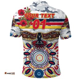 Custom Personalised Adelaide Crows ANZAC Polo Shirt Indigenous Vibes - White