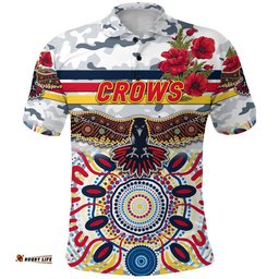Custom Personalised Adelaide Crows ANZAC Polo Shirt Indigenous Vibes - White