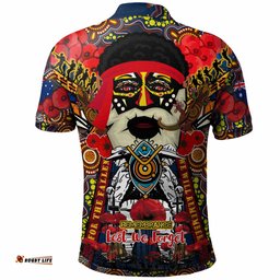 All Stars Rugby Aboriginal Anzac Custom Watercolour Polo Shirt - Remembrance Indigenous Dreamtime With Poppy Flower
