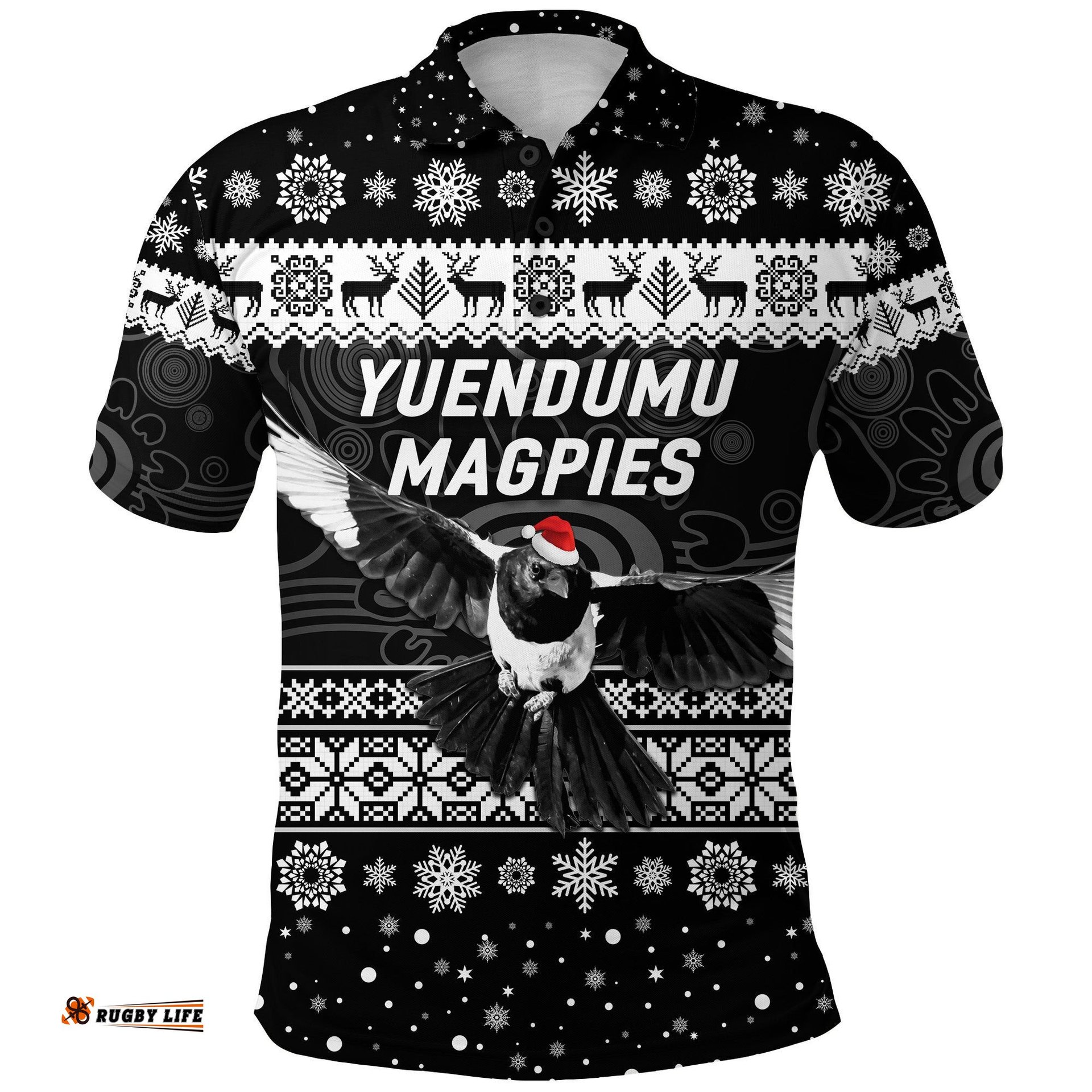 Custom Personalised Yuendumu Magpies Football Club Polo Shirt Christmas Simple Style - Black